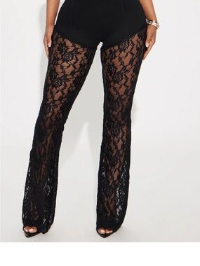 Fashion Nova Black Lace Wide Leg Pants